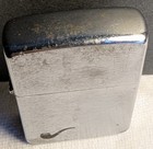Vintage Zippo Lighter Brushed Chrome With Black Pipe Logo Untested