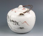 Chinese Late 19th C  Grisaille Landscape Porcelain Teapot