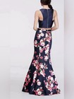 Crystal Doll Navy Floral Satin Lined High Rise Maxi Skirt Juniors Size 3 Prom