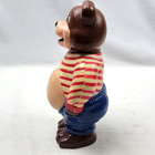 Jsny Plastic Bear Coin Bank Striped Sweater Large Belly Figurine Vintage
