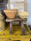 Primitive Antique 1800 s Distressed Wood Farmhouse Small Milking Stool Rustic