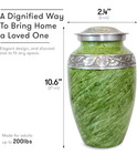 Green   Silver Cremation Burial Handcraft Memorial Urn For Human Ashes  11 X 7  