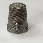Antique Simons Bros  Cupid Sterling Silver Thimble Cherubs   Flowers Size 9