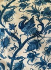 Vintage French Indienne Floral Bird Interiors Cotton Fabric   Romanex Blue