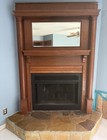 Antique Oak Fireplace Mantle   Mirror     Buyer Must Remove On-site