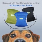 Washable Dog Diapers - Washable Male Dog Belly Wrap - Pack Of 3 -  black blue   