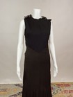 Antique Vintage 1930s Black   Brown Silk Chiffon Bias Cut Full Length Gown As Is