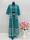 Reception Wear Heavy Teal Blue Faux Georgette Lehenga Choli With Fancy Koti