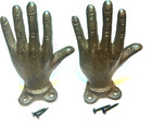Vintage 2 Cast Iron Hands Wall Mount Art Hanger Hook Table Display Metal Wall