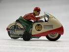 Vintage Tn Nomura Japan Tin Friction Racing Motorcycle  60 Racer Litho Toy