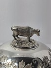 Vintage Rogers Smith Quadruple Plate Covered Butter Dish Cow Finial Silverplate