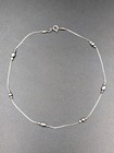 Vtg Sterling Silver Oval   Round Stationary Beads Fancy Chain 925 Anklet - 10 