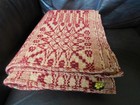 Vtg Family Heirloom Weavers Red Lion Pa Wool Blanket Coverlet Turkey Red 48x54 