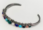 Old Pawn Navajo Sterling Silver Multi Stone Handmade Cuff Bracelet 11 2g Sz 6 75