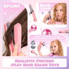 Children s Pretend Play Hair Styling Salon Set With Hair Dryer  10pcs Pink Pr   
