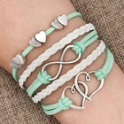 Hithop Leather Wrap Bracelets Women Hearts Infinity Rope Band Bracelets Gifts