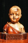 Amazing Carved Wood Painted Antique Infant Baby Bust Statue Sculpture Santos