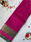 Handloom Kanchipuram Cotton Burgundy Saree Green Contrast Border