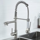 Brushed Nickel Kitchen Sink Faucet Swivel Single Handle Pull Down Sprayer Mixer