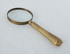 Antique Brass Heavy Magnifying Glass Magnifier Collectible 3  Glass Diameter