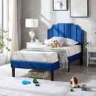 Twin Upholstered Platform Bed Frame For Kids girls boys with Tufted Adjustabl   