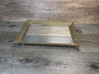 Vtg Mirrored Vanity Perfume Tray Ornate Gold Filigree Hollywood Regency 16x11 5   