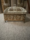 Vintage Hollywood Regency Style Ormolu Filigree Gold Gilt Vanity Set