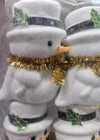 Vtg Set Of 6 Flocked Blow Mold Type Snowmen Ornaments Holiday Trimmings New