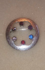 Vintage Anson Sterling W  Rhinestones 1  Round Brooch Lapel Pin