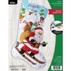 Bucilla Felt Applique Christmas Stocking Kit Santa s Alpine Fun 18 In