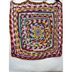 Vintage Handmade Crochet Granny Square Blanket Rainbow Boho Throw 42x42