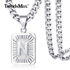 Silver Stainless Steel Initial Letter Pendant Charm Jewelry 5mm 22  Curb Chain
