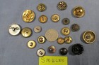Lot Of 41 Vintage Brass Sewing Buttons In Sets And Singles   Some Military