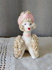 Spaghetti Poodle Vintage Pretty Lady Dog With Hat Porcelain  j2 