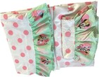 Vtg Disney Minnie Mouse Polka Dot Ruffled Twin 3 Piece Sheet Set White Teal Pink