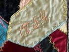 Antique Hand-stitched Crazy Quilt Dated 1854 -62x61   