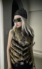 Miu Miu Women Sunglasses Authentic Mu54ys Gold Dark Grey 5ak5 s0 Wrap Logo