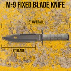 M-9 Fixed Blade Knife With Sheath  7  Stainless Steel Blade  Overall Length 12   