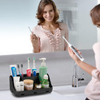 Black Toothbrush Holder - 7 Slots Bathroom Organizer Countertop With Drainage Ma