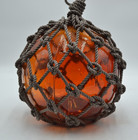 Vintage Glass Fishing Float In  Red Amber