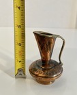 Vintage Brass   Copper Hammered Pitcher Vase Israel Miniature 3  Antique