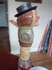 Vintage Mechanical Carved Wood cork Bottle Stopper Man s Mouth Opens And Shuts