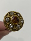 Antique Victorian Hatpin Orange   Clear Rhinestones  10-1 8 