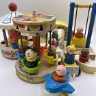 Vintage 1963 Fisher Price Amusement Park Play Mat Wooden People And Rides  932