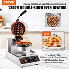 Vevor Commerical Round Waffle Maker 1300w Rotatable Non-stick Waffle Iron 120v
