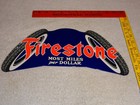 Vintage Firestone Tires Most Miles Per Dollar     14  Metal Tire Gasoline Oil Sign