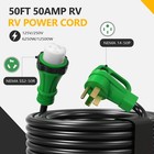 50 Amp 25 Ft Rv ev Extension Cord Nema 14-50p To Ss2-50r Green