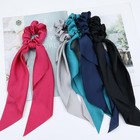 10 Pack Colorful Solid Satin Long Hair Ribbons Knotted Hair Bows Long Tails Scru