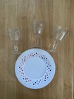 Vintage Play Dishes Pretend Play Toy Lot- Plates   Clear Goblets