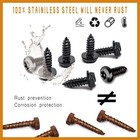 4 Set Black Anti Theft License Plate Screws Kits  Rustproof Stainless Steel Car